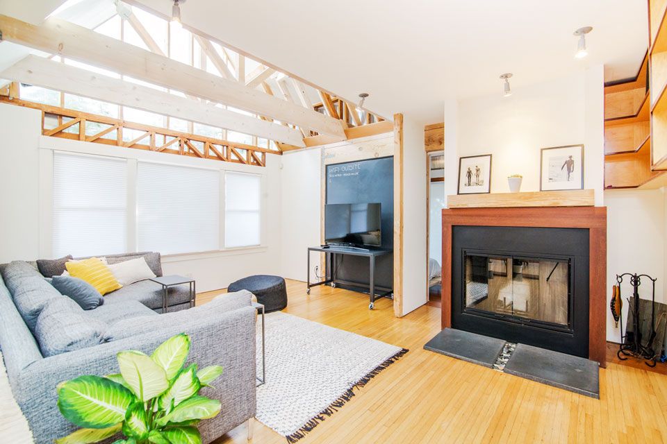 Bright living room with hardwood floors